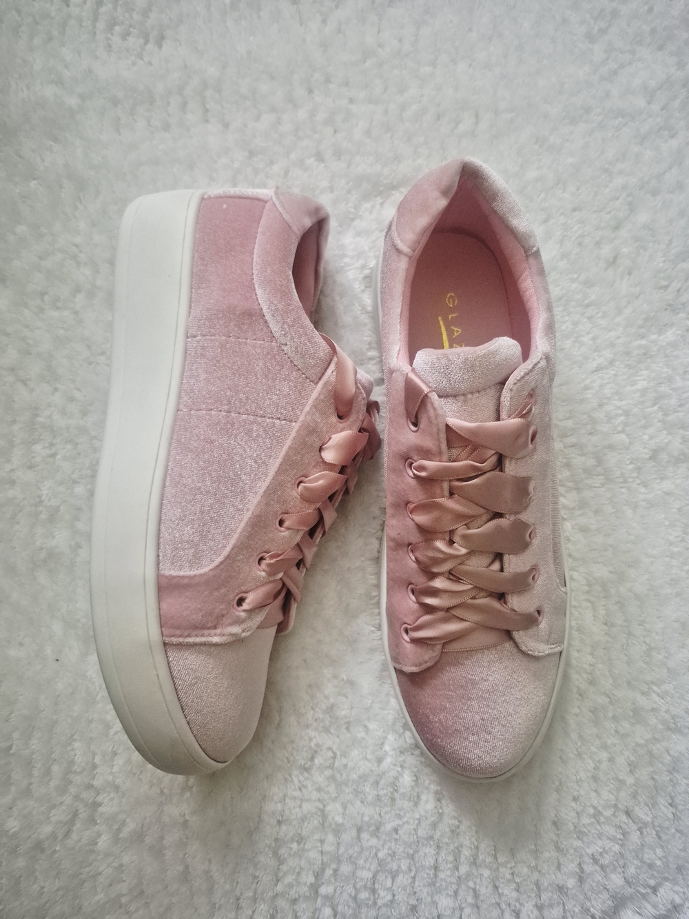 GLAZE Pink Velvet Platform Sneakers